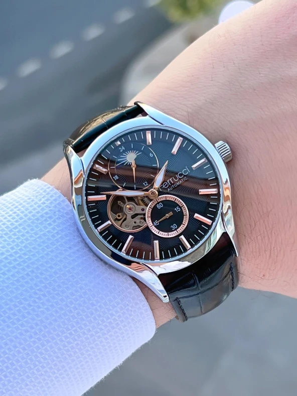 Ferucci Otomatik Ay/Güneş Kadran Özellikli 30 Mt Suya Dayanıklı Erkek Kol Saati EFC.03343.01 - Resim 2