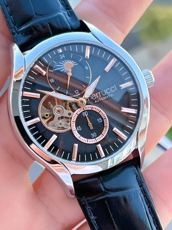 Ferucci Otomatik Ay/Güneş Kadran Özellikli 30 Mt Suya Dayanıklı Erkek Kol Saati EFC.03343.01 - Resim 3