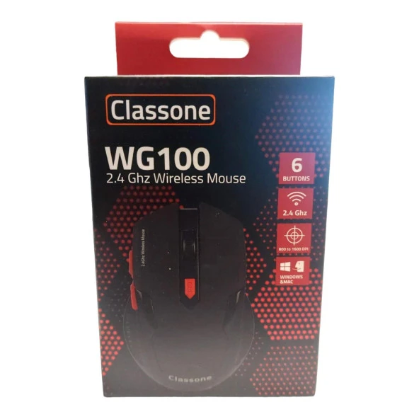 CLASSONE WG100 GAMING SERİSİ KABLOSUZ MOUSE SİYAH