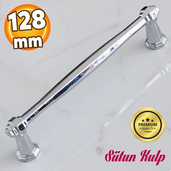 Sütun Krom Metal Kulp 128 mm-12.8 cm Mobilya Çekmece Mutfak Dolabı Dolap Kapak Kulpları Kulbu Kulpu