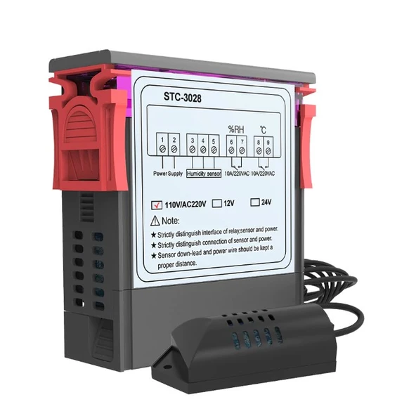 STC-3028 dijital sıcaklık nem ölçer 110-220V 10A termostat çift ekran termometre - 3