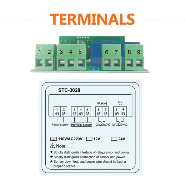 STC-3028 dijital sıcaklık nem ölçer 110-220V 10A termostat çift ekran termometre - 10