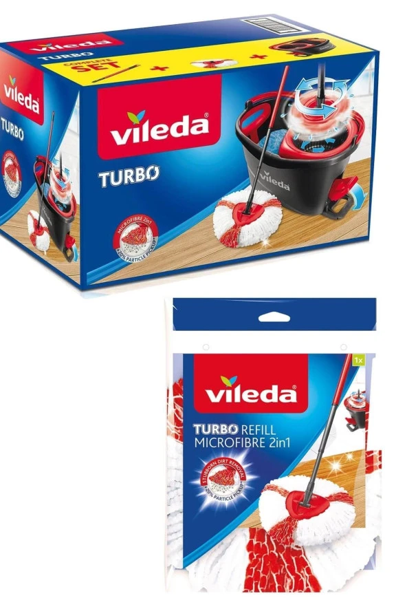 Turbo 2in1 Pedallı Temizlik Seti + Turbo 2in1 Mikrofiber Yedek Paspas