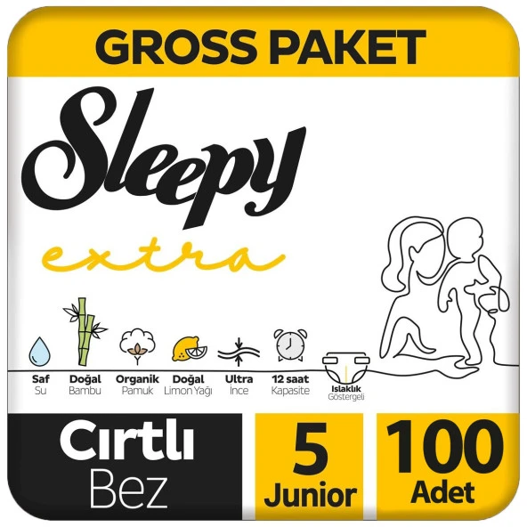 Sleepy Extra Bebek Bezi Gross Paket 5 Beden 100 Adet