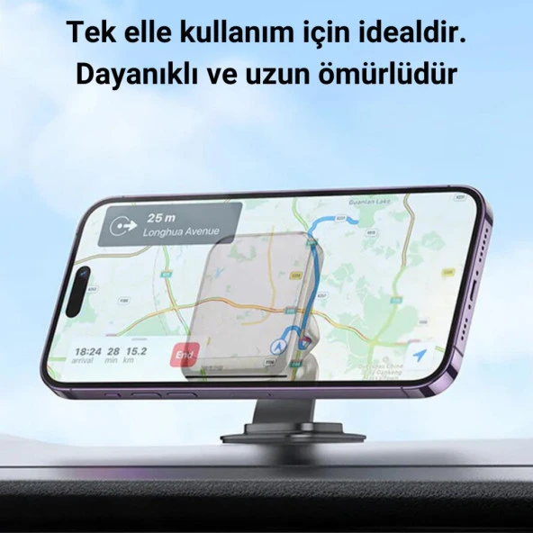 Coofbe 360° Döner Başlıklı Güçlü Mantetik Torpido Üzeri Araç İçi Telefon Tutucu Araç Tutucu - 2