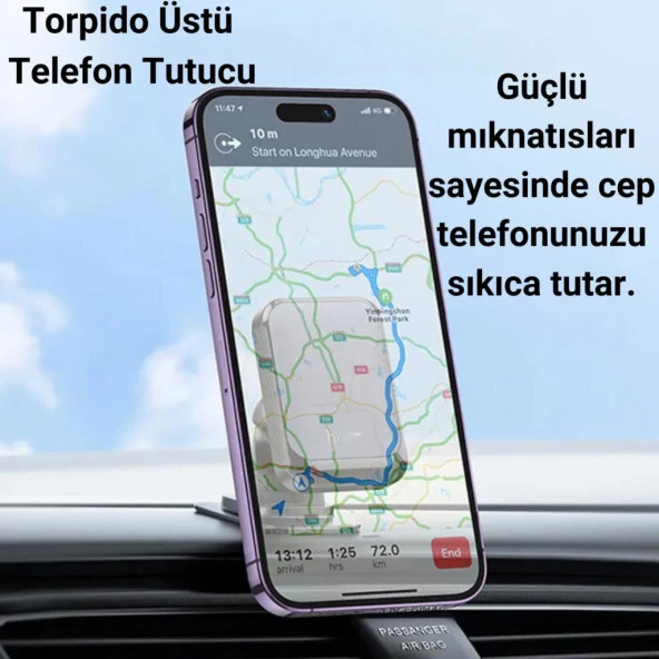 Coofbe 360° Döner Başlıklı Güçlü Mantetik Torpido Üzeri Araç İçi Telefon Tutucu Araç Tutucu - 3