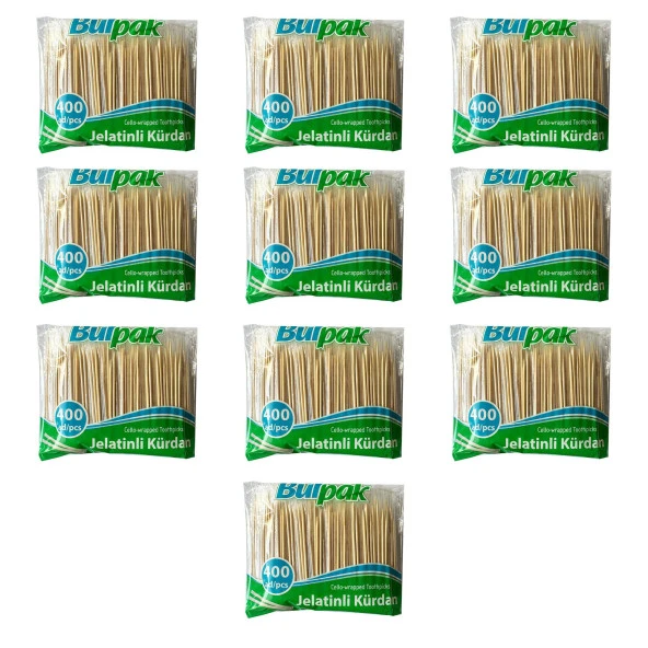 Burpak Jelatinli / Poşetli Ahşap Kürdan - 400 Adetlik 50 Paket - Resim 2