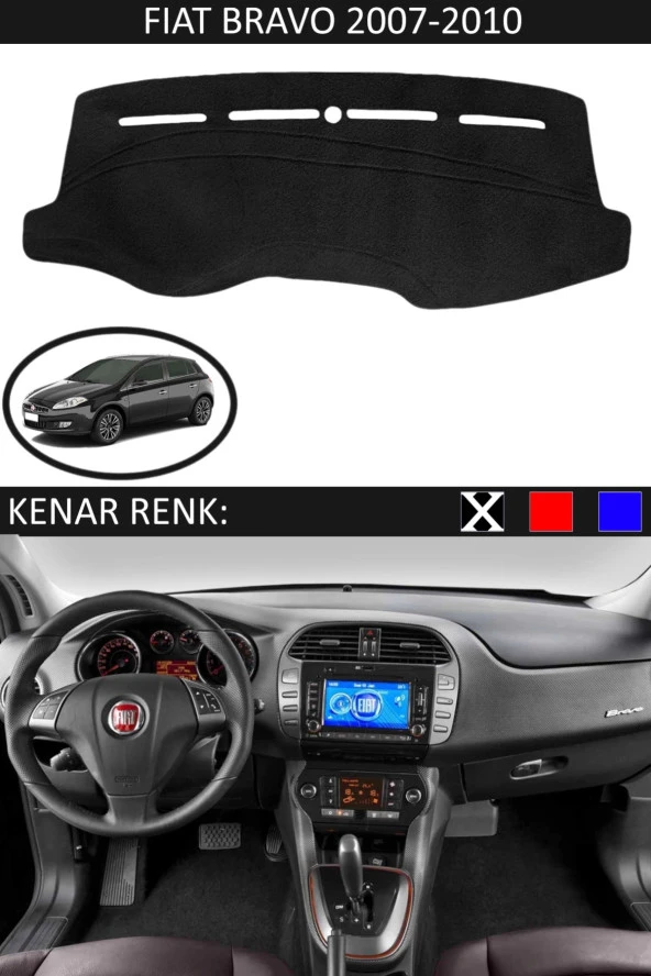 GUERRINO Modelleri Torpido Koruma Halısı Siyah Kenar Renk Siyah Fiat Bravo 2007-2010 ile Uyumlu