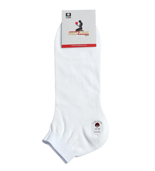 12 Adet Büyük Numara Erkek Redzone Beyaz Patik Çorap 44-48 - 3