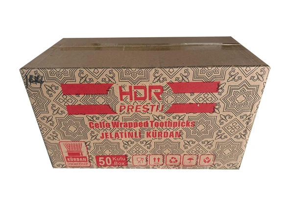 Hdr Jelatinli Kutulu Poşetli Ahşap Kürdan - Standart Boy - 400 Adetlik 50 Paket - Koli ürün görseli 1