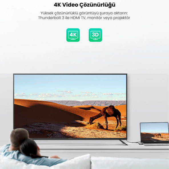 Ugreen Macbook Pro Air İçin Thunderbolt 3 Type-C HDMI USB 3.0 SD Kart Okuyucu Hub Adaptör - 4