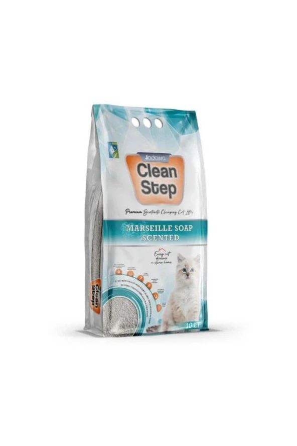 Clean Step Aktif Karbonlu Marsilla Kokulu Ince Taneli Topaklanan Bentonit Kedi Kumu 5 Lt