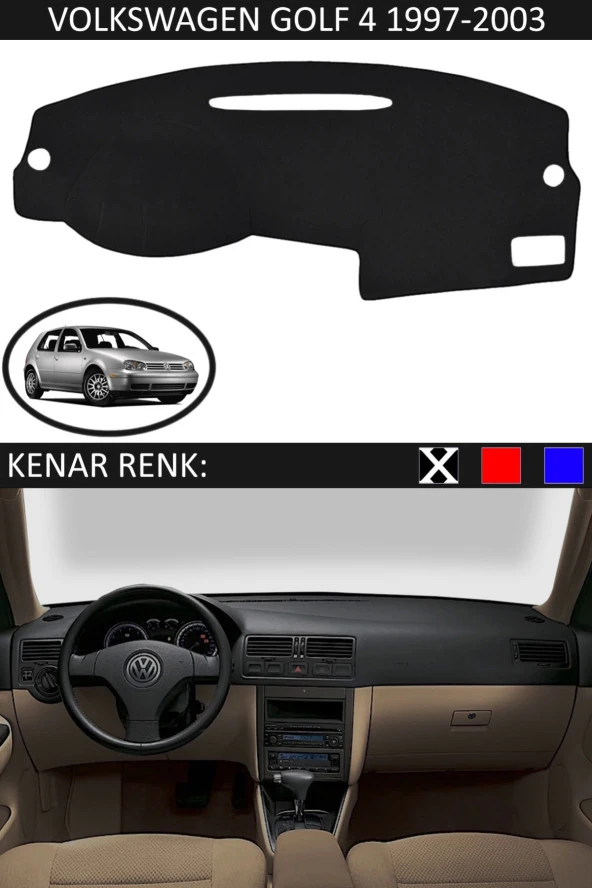 GUERRINO Torpido Koruma Halısı Siyah Kenar Renk Siyah Volkswagen Golf 4 1997-2003 ile Uyumlu
