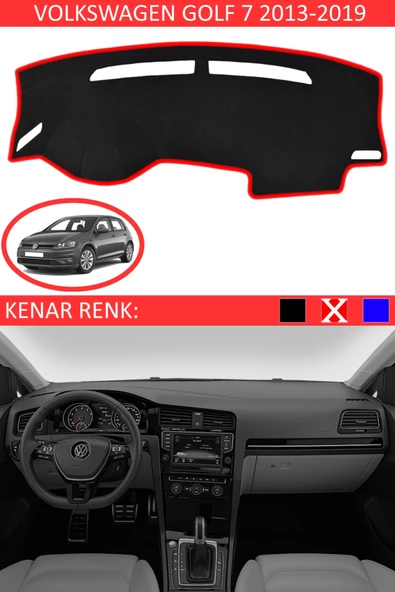 GUERRINO Torpido Koruma Halısı Siyah Kenar Renk Kırmızı Volkswagen Golf 7 2013-2019 ile Uyumlu