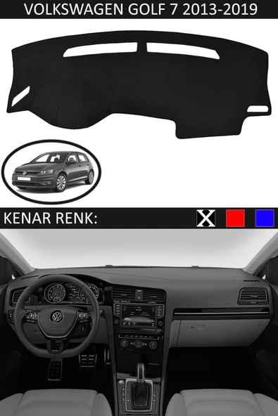 GUERRINO Torpido Koruma Halısı Siyah Kenar Renk Siyah Volkswagen Golf 7 2013-2019 ile Uyumlu