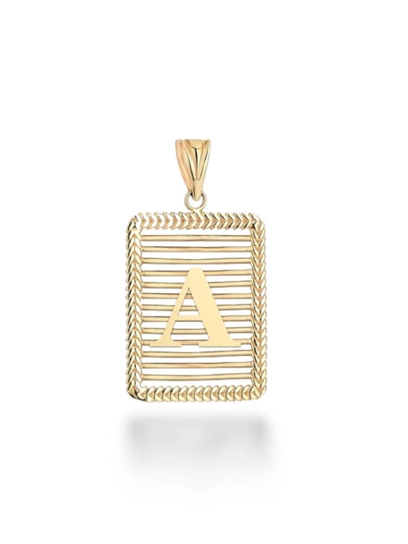 A Harfi Taşsız Izgara Modeli 14 Ayar Altın Kolye Ucu Uç ürün görseli