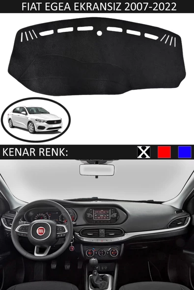 GUERRINO Torpido Koruma Halısı Siyah Kenar Renk Siyah Fiat Egea Ekransız 2007-2022 ile Uyumlu