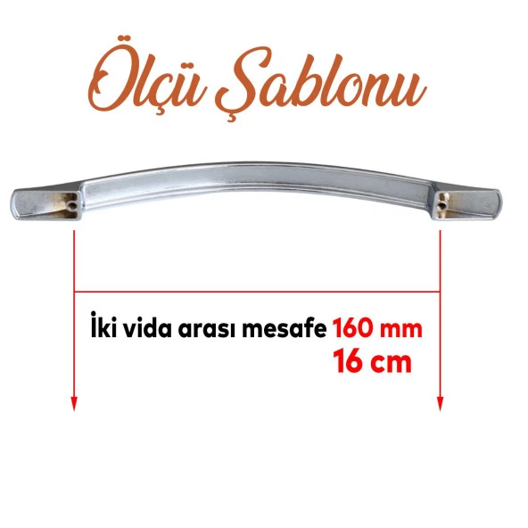 Metal Kulp 160 mm-16 cm Mobilya Çekmece Mutfak Dolabı Dolap Kapak Krom Kulpları Kulbu Kulpu - Resim 2