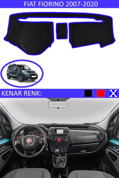 GUERRINO Torpido Koruma Halısı Siyah Kenar Renk Mavi Fiat Fiorino 2007-2020 ile Uyumlu