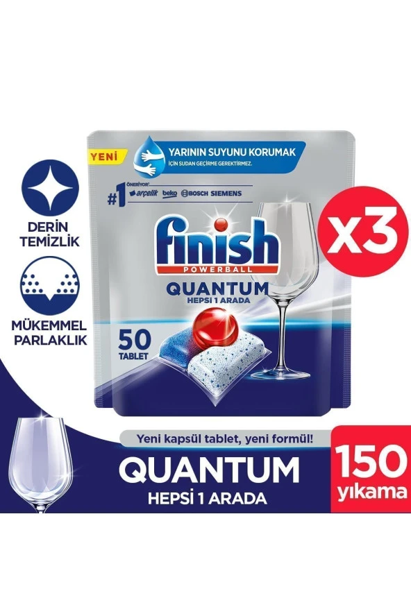 Finish Quantum 150 Tablet Bulaşık Makinesi Deterjanı (50X3)