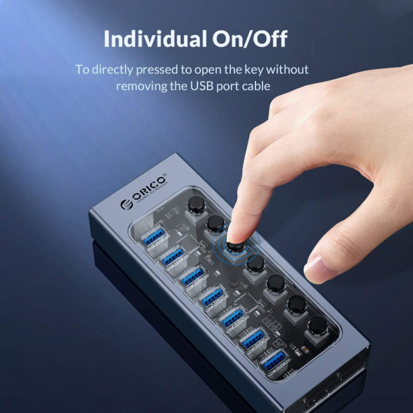 ORICO AT2U3-7AB Bireysel Anahtarlı Çok Bağlantı Noktalı Hub - 4