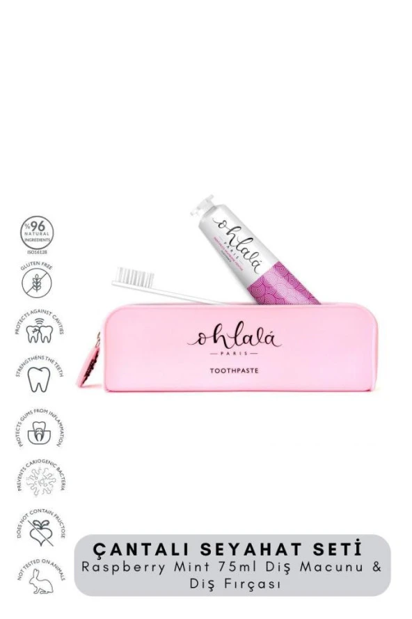 OHLALA Raspberry Mint 75 ml+Dental Luxe Diş Fırçası Diş Bakım Seyahat Seti