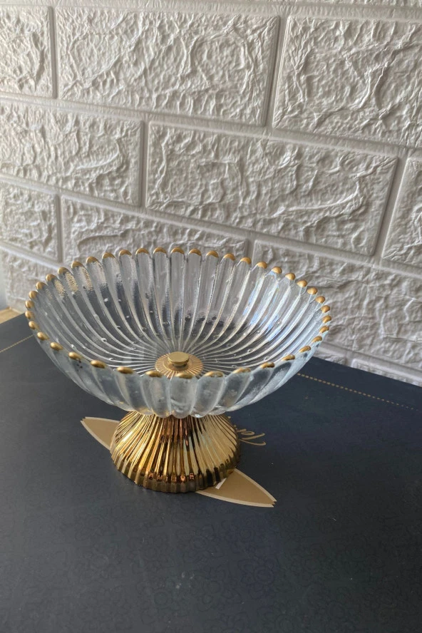 Gold Detaylı Premium Şekerlik Ayaklı Cam Şekerlik 16 Cm - 7