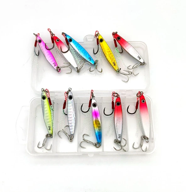 Valkyrie 10 Adet 10gr 4.8cm Kutulu Metal Rapala Jig Seti Balık Olta Yemi İspanyol Oltası - 2