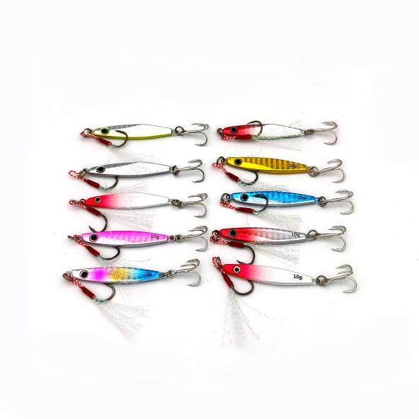 Valkyrie 10 Adet 10gr 4.8cm Kutulu Metal Rapala Jig Seti Balık Olta Yemi İspanyol Oltası - 3