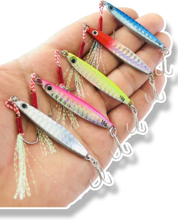 Valkyrie 10 Adet 10gr 4.8cm Kutulu Metal Rapala Jig Seti Balık Olta Yemi İspanyol Oltası - 7