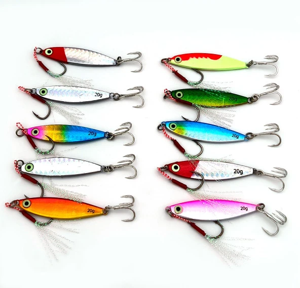 Valkyrie 10 Adet 20gr 6cm Kutulu Metal Rapala Jig Seti Balık Olta Yemi Parlak Gerçekçi Zoka - 7
