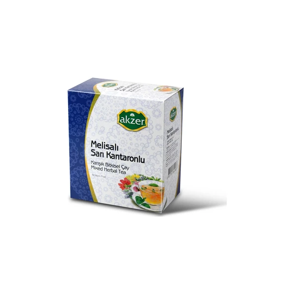 Akzer Melisalı Sarı Kantaronlu Bitki Çayı 60 Süzen Poşet - Resim 1
