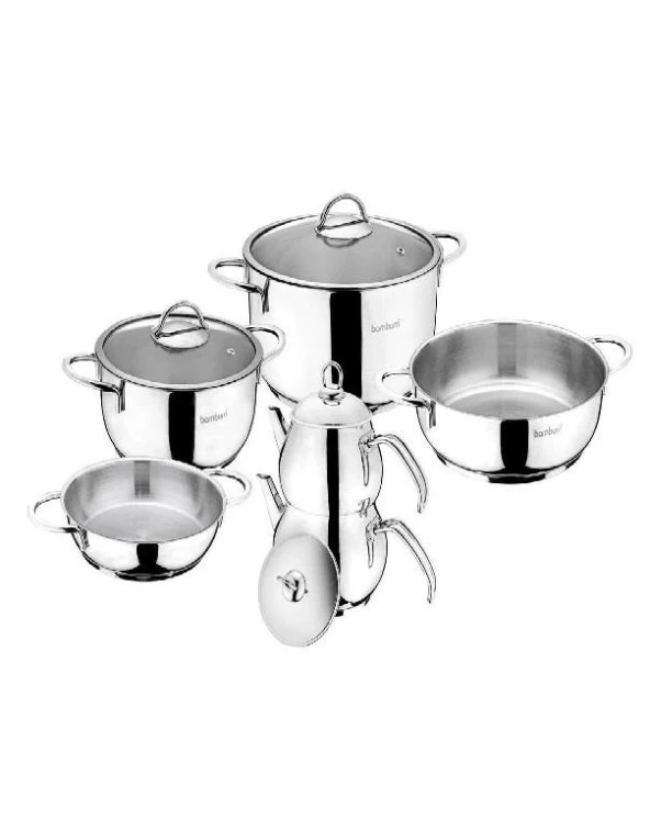 BAMBUM ROSE 10 PARÇA ÇELİK TENCERE SETİ B4822 - 3