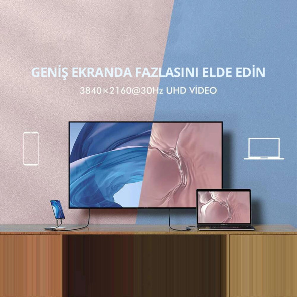 Ugreen 6 in 1 USB C to 3.5mm HDMI USB 3.0 Hub Çoklayıcı Adaptör - 4