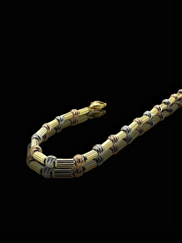 İtalyan Üst Kalite Dorikalı Küp Şık Zarif 14 Ayar Altın Bileklik - Resim 3