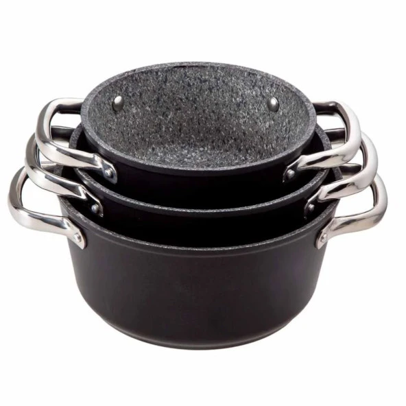 Jumbo Darci Black 3'lü Midi Tencere Seti 0462 - 6