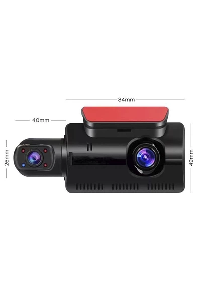 Torima TA-03 Siyah 1296p Araç içi 2 Kameralı Lcd Ekranlı Gece Görüşlü , G-sensörlü  Yol Kayıt Araç Kamerası - 2