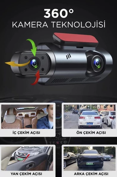 Torima TA-03 Siyah 1296p Araç içi 2 Kameralı Lcd Ekranlı Gece Görüşlü , G-sensörlü  Yol Kayıt Araç Kamerası - 5