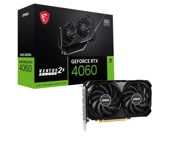 MSI VGA GEFORCE RTX 4060 VENTUS 2X BLACK 8G OC RTX4060 8GB GDDR6 128B DX12 PCIE 4.0 X8 (3XDP 1XHDMI)