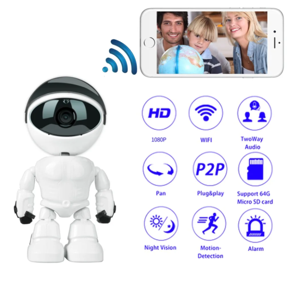 Otomatik Izleme Akıllı Robot Izleme Kamerası Kablosuz Wifi Ev Uzaktan Ağ Monitörü Ev Güvenlik Robotu - 3