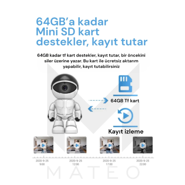 Otomatik Izleme Akıllı Robot Izleme Kamerası Kablosuz Wifi Ev Uzaktan Ağ Monitörü Ev Güvenlik Robotu - 4