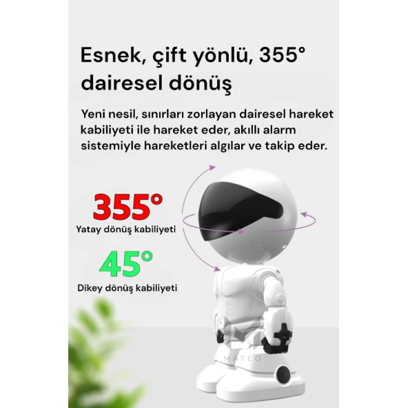 Otomatik Izleme Akıllı Robot Izleme Kamerası Kablosuz Wifi Ev Uzaktan Ağ Monitörü Ev Güvenlik Robotu - 6