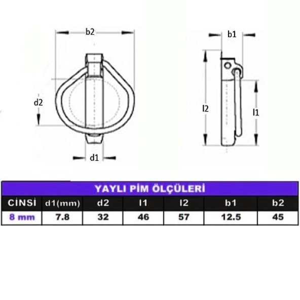 Aletçantam Galvanizli Çelik Traktör Pimi Yaylı Pim 8 Mm -10 Adet - 2