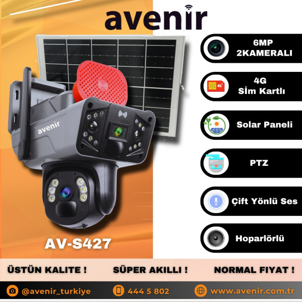 Avenir Av-S427 Modeli  4g 6mp Dual Lens Güneş Panelli Solar Kamera - 2