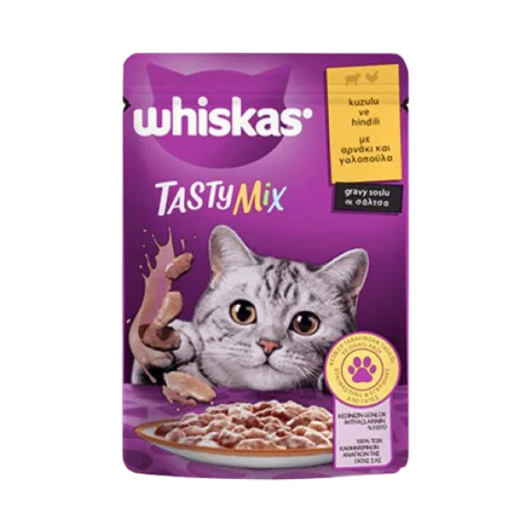 Whiskas Pouch TastyMix Sos İçinde Kuzulu ve Hindili Yetişkin Kedi Konservesi 85gr