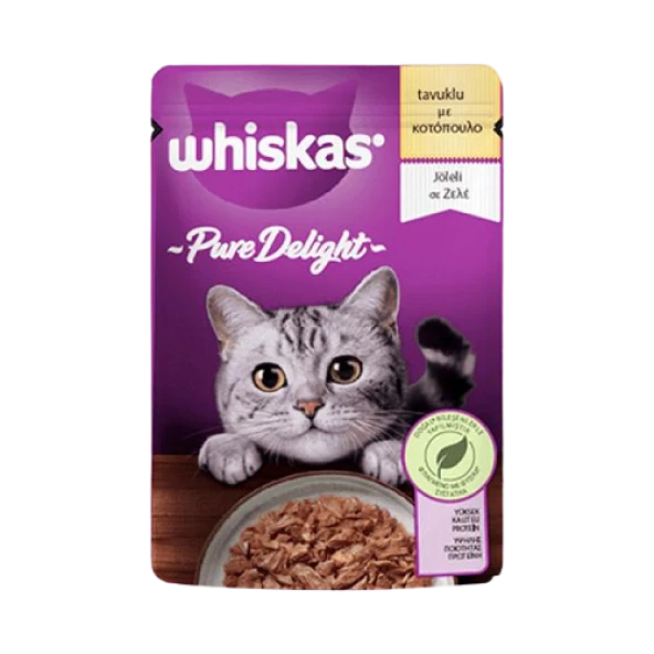 Whiskas Pouch Pure Delight Jöle İçinde Tavuklu Yetişkin Kedi Konservesi 85gr