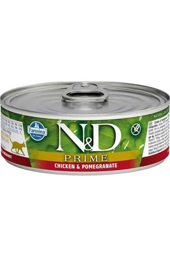 N&D Prime Tavuklu ve Narlı Tahılsız Yetişkin Kedi Konservesi 80 Gr