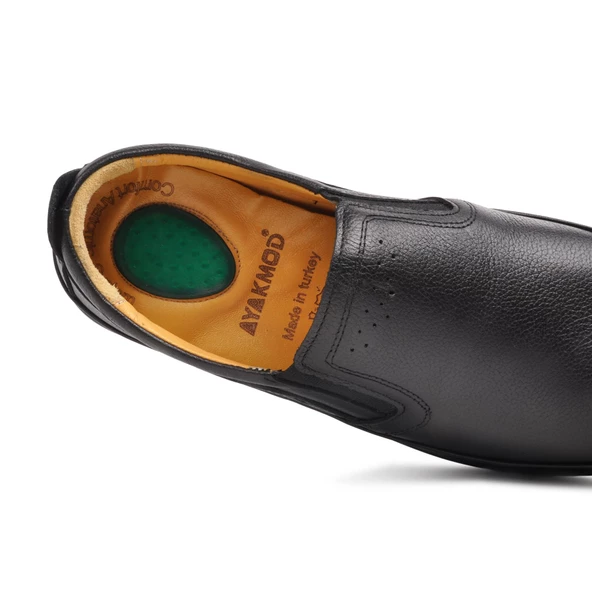 Ayakmod 478 Siyah Erkek Hakiki Deri Slip On Ayakkabı - 2