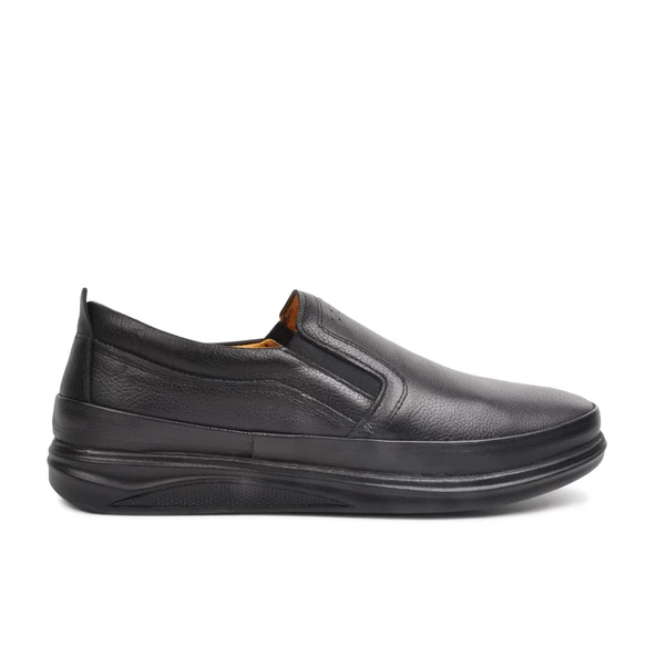 Ayakmod 478 Siyah Erkek Hakiki Deri Slip On Ayakkabı - 1