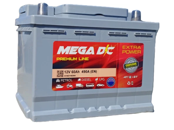 Mega DC Premium Line 12V 60 Ah 490A (EN) Akü